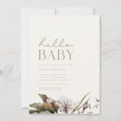 HELLO BABY | Minimalistisches Kinderbett und Elfen Einladung (Vorderseite)