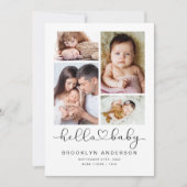 Hello Baby Modern Four Foto New Baby Dankeskarte (Vorderseite)