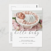 Hello Baby Modern Simple Foto Geburtserklärung Postkarte (Vorne/Hinten)