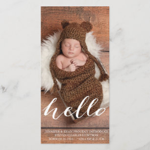 HELLO BABY MODERNE GEBURTSANKÜNDIGUNG FOTOKARTE ANKÜNDIGUNG