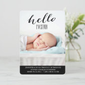 HELLO BABY MODERNE GEBURTSANKÜNDIGUNG FOTOKARTE ANKÜNDIGUNG (Stehend Vorderseite)