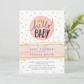 HELLO BABY ・ Moderne Girls BabyShower Einladung (Stehend Vorderseite)