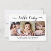 Hello Baby | Modernes Drei-Foto-neues Baby Dankeskarte (Vorderseite)