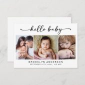 Hello Baby | Modernes Drei-Foto-neues Baby Dankeskarte (Vorne/Hinten)