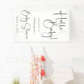 Hello Baby Modernes Script Baby Dusche Banner (Insitu)