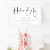 Hello Baby Modernes Script Baby Dusche Banner (Insitu)