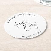 Hello Baby Modernes Script Baby Dusche Runder Pappuntersetzer (Angewinkelt)