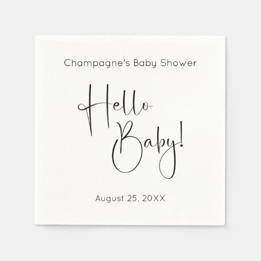 Hello Baby Modernes Script Baby Dusche Serviette (Vorderseite)