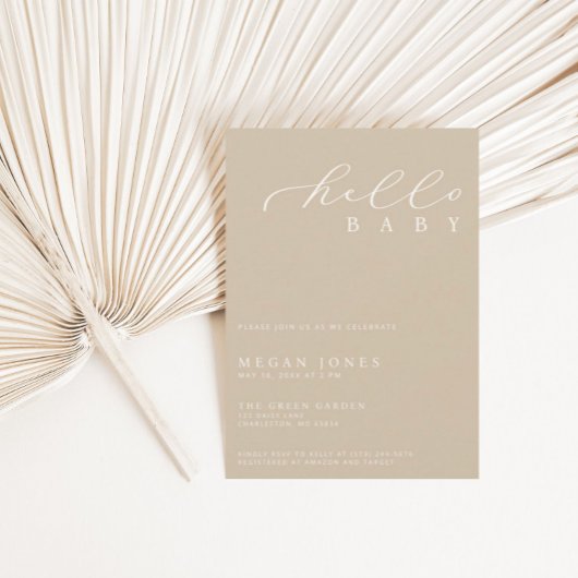 Hello Baby Modernes Script Minimalistisch Baby Dus Einladung