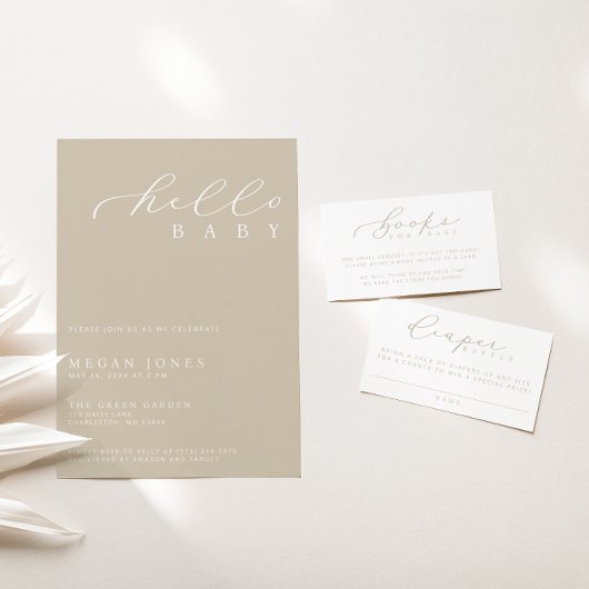 Hello Baby Modernes Script Minimalistisch Baby Dus Einladung