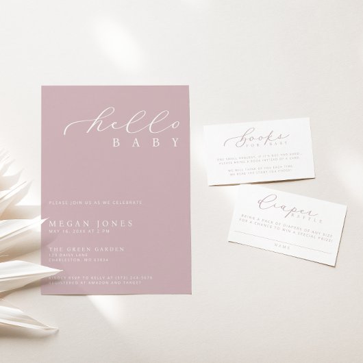 Hello Baby Modernes Script Minimalistisch Baby Dus Einladung