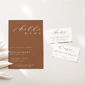 Hello Baby Modernes Script Minimalistisch Baby Dus Einladung