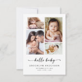 Hello Baby | Modernes Vier-Foto-Geburt Ankündigung (Vorderseite)