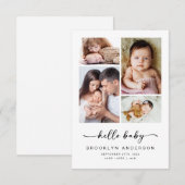 Hello Baby | Modernes Vier-Foto-Geburt Ankündigung (Vorne/Hinten)