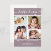 Hello Baby | Modernes Vier-Foto-Geburt Ankündigung (Vorne/Hinten)