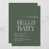 Hello Baby Moss Green Modern Baby Dusche Einladung (Vorne/Hinten)