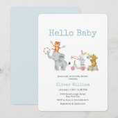Hello Baby Musical Elephant Parade Baby Shower   Einladung (Vorne/Hinten)