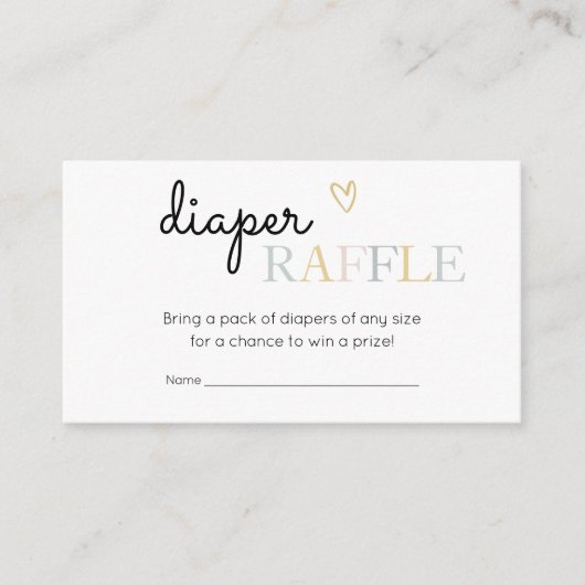 Hello Baby Neutral Minimalistisch Diaper Raffle Begleitkarte (Vorderseite)