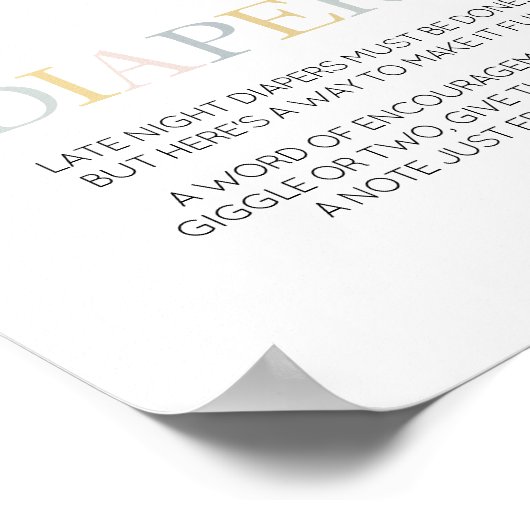 Hello Baby Neutral Minimalistisch Spate Night Diap Poster (Ecke)