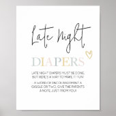 Hello Baby Neutral Minimalistisch Spate Night Diap Poster (Vorne)