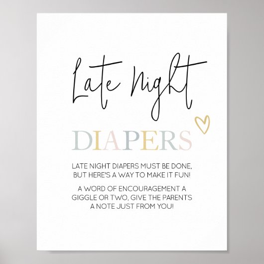 Hello Baby Neutral Minimalistisch Spate Night Diap Poster (Vorne)