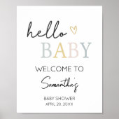 Hello Baby Neutral Minimalistisch Welcome Poster (Vorne)