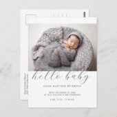 Hello Baby Neutral Schwarz-weiß Birth Ankündigung Postkarte (Vorne/Hinten)