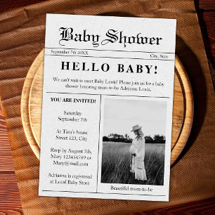 Hello Baby Newspaper Foto Baby Shower Einladung