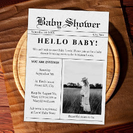 Hello Baby Newspaper Foto Baby Shower Einladung