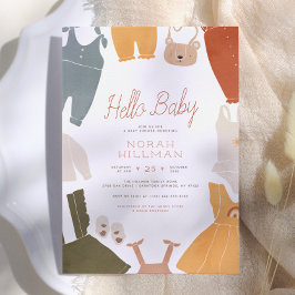 Hello Baby | Niedlich Boho Clothes Girl Babydusche Einladung