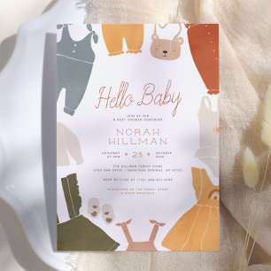 Hello Baby Niedlich Boho Clothes Girl Babydusche Einladung