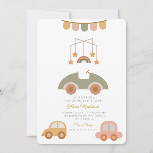 Hello Baby Niedlich Car Clothes & Toys Kinderdusch Einladung (Vorderseite)