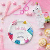 Hello Baby Pink Blue Kleidung Baby Dusche Pappteller (Party)