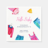 Hello Baby Pink Blue Kleidung Baby Dusche Serviette (Vorderseite)