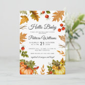 Hello Baby Pumpkin Foliage Herbst Babydusche Einladung (Stehend Vorderseite)