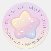 Hello Baby Rainbow and Stars Pastel Address Runder Aufkleber (Vorderseite)