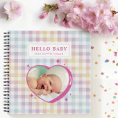 Hello Baby Rainbow Gingham Custom Foto Notizblock