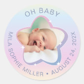 Hello Baby Rainbow und Star Custom Foto Runder Aufkleber (Vorderseite)