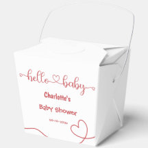 Hello Baby Red Heart Minimal Baby Dusche