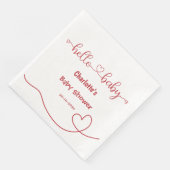 Hello Baby Red Heart Minimal Baby Dusche Serviette (Ecke)
