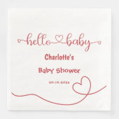 Hello Baby Red Heart Minimal Baby Dusche Serviette (Vorderseite)