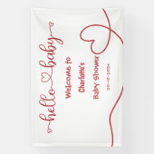 Hello Baby Red Heart Minimal Baby Shower Banner (Vertikal)