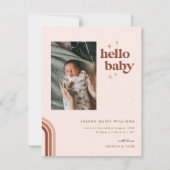 Hello Baby | Retro Boho Birth Ankündigung (Vorderseite)
