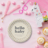 Hello Baby Retro Boho Daisy Custom Pappteller (Party)