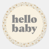 Hello Baby Retro Boho Daisy Custom Runder Aufkleber (Vorderseite)