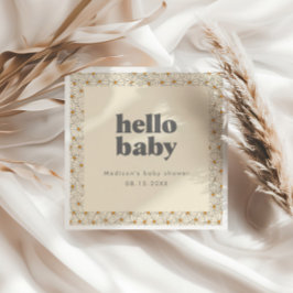 Hello Baby Retro Boho Daisy Custom Serviette