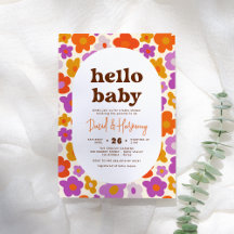 Hello Baby Retro Daisy Orange & Lila Baby Dusche