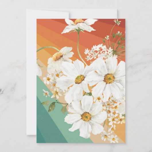 Hello Baby | Retro Daisy Rainbow Baby Show Einladung (Rückseite)