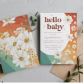 Hello Baby | Retro Daisy Rainbow Baby Show Einladung