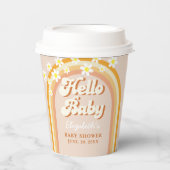 Hello Baby Retro Groovy Baby Shower Pappbecher (Vorderseite)